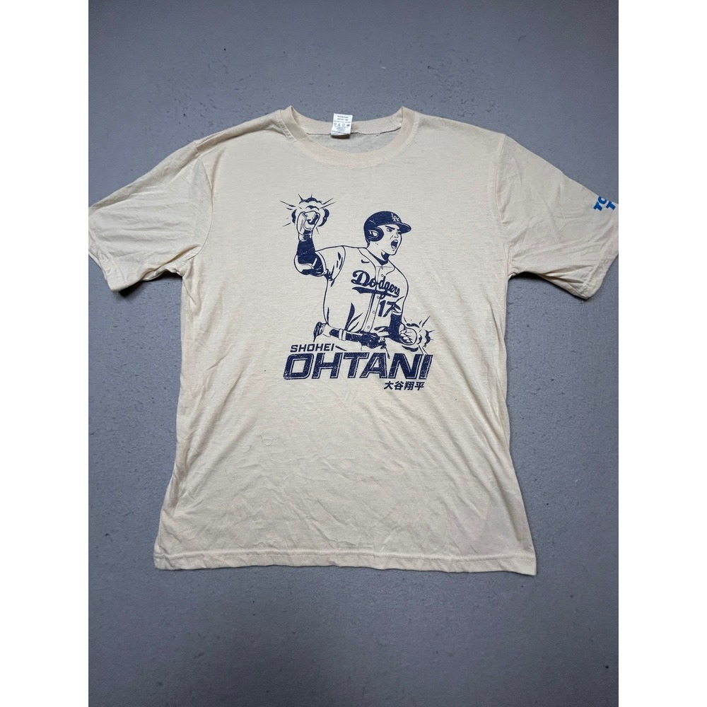 Dodgers Shohei Ohtani T-Shirt Cotton Rayon Blend Tan Medium Mens